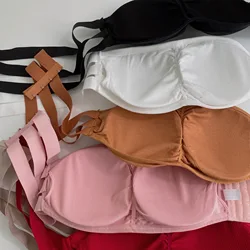 1PC Women's Strapless Bra with Removable Pads Sexy Underwear Tube Top Girls Invisible One-piece Backless Lingerie Cropped Tanks