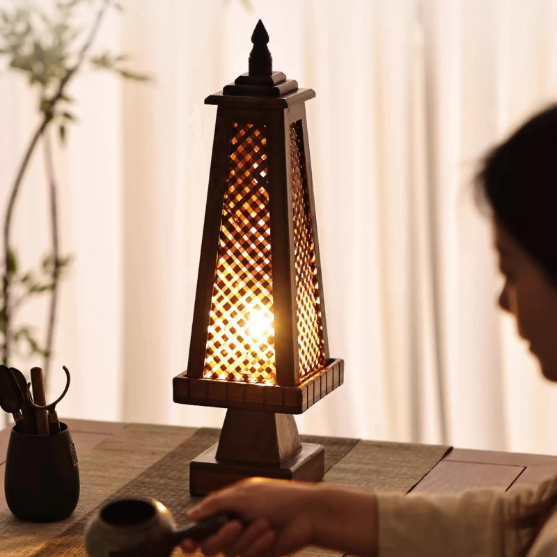 

Уникальные настольные лампы в стиле Дзен из бамбука для Юго-Восточной Азии, ретро-светильник для спальни, прикроватная лампа, напольный светильник из массива дерева для создания атмосферы