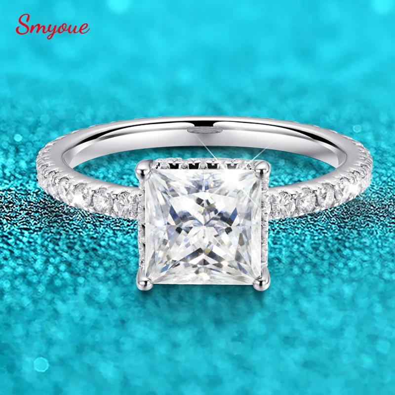 

Smyoue 2.6CTTW Princess Cut Full Moissanite Rings for Women 100% S925 Sterling Silver Wedding Engagement Lab Diamond Band GRA