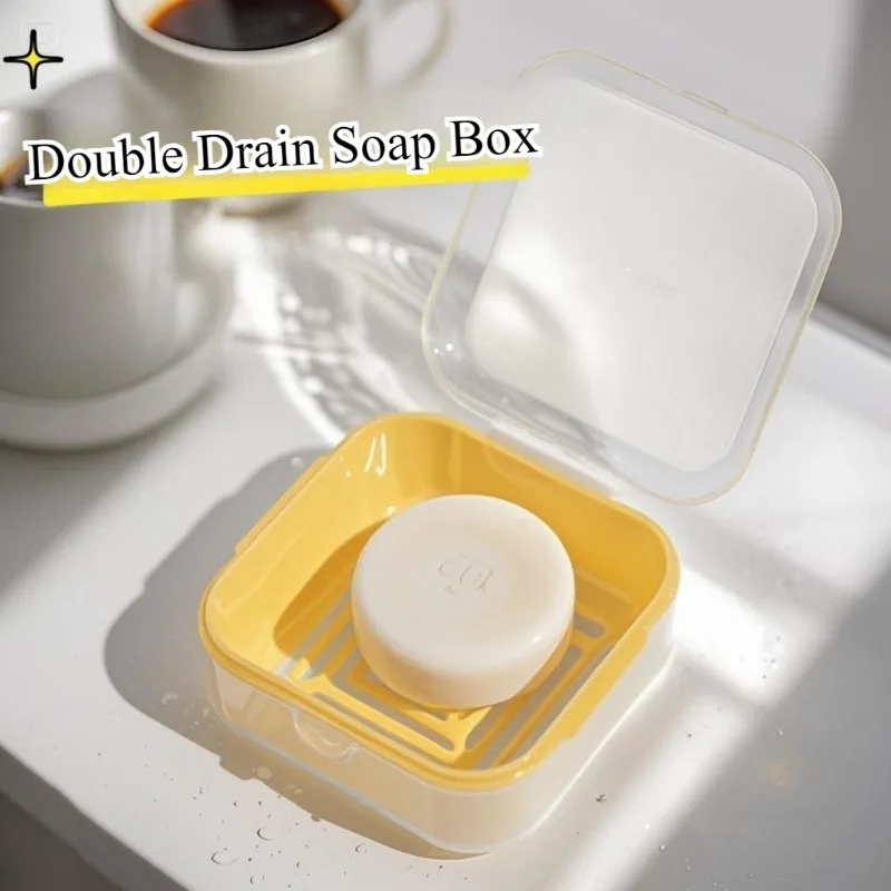 1 PC Double Drainage Soap Box Traveling Portable Sealed Travel Soap Box with Lid with Locking Clasp Handmade Boxes Soap Case