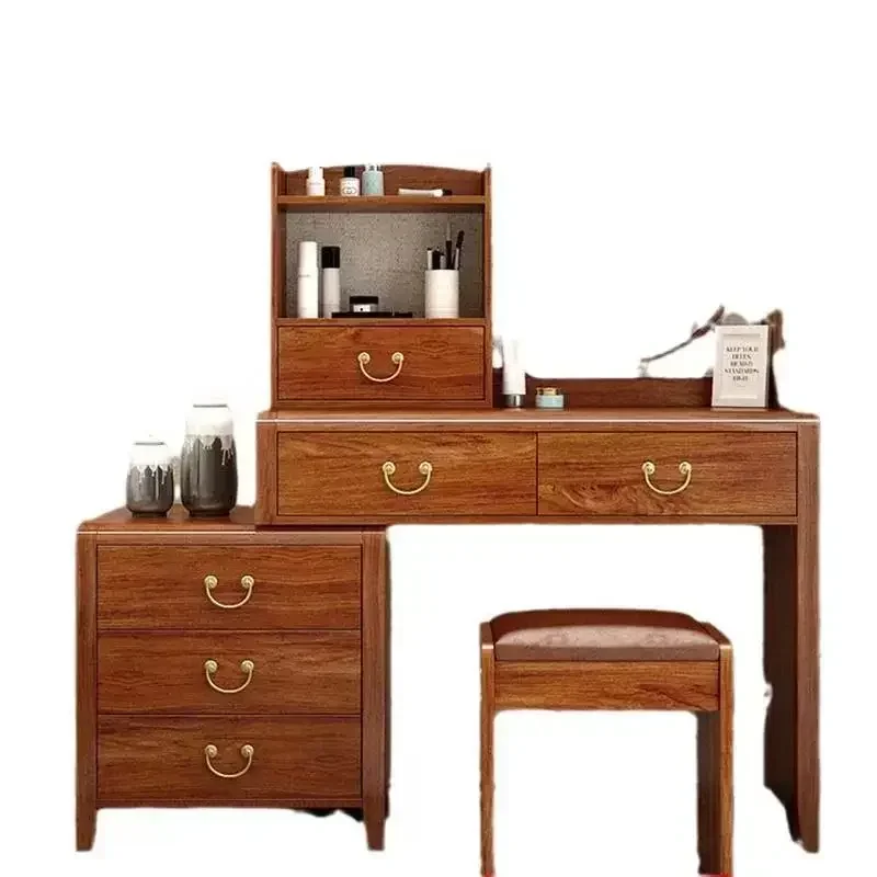 

Modern new Chinese-style solid wood dresser bedroom simple light luxury advanced retractable makeup table small apartment