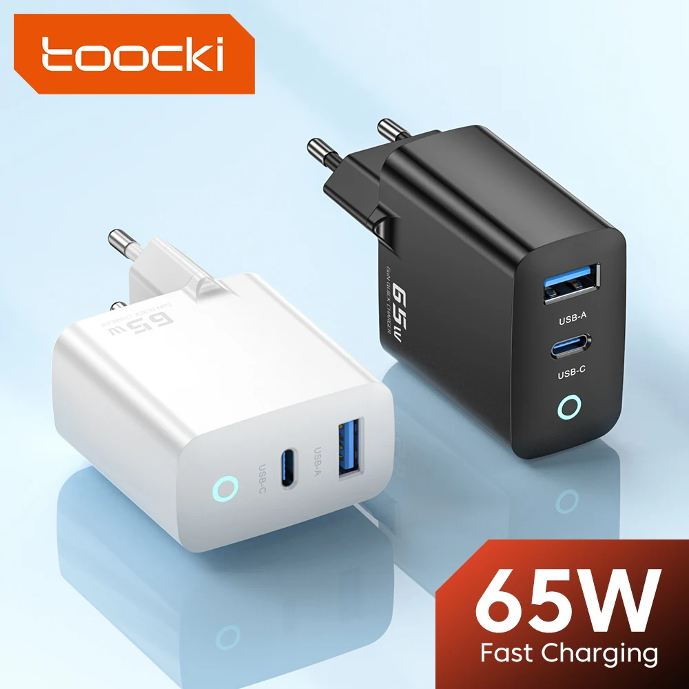 Toocki 65W GaN Charger Quick Charge QC4.0 Type C PD USB Charger For iPhone Fast Charger For Samsung Xiaomi Realme Charger