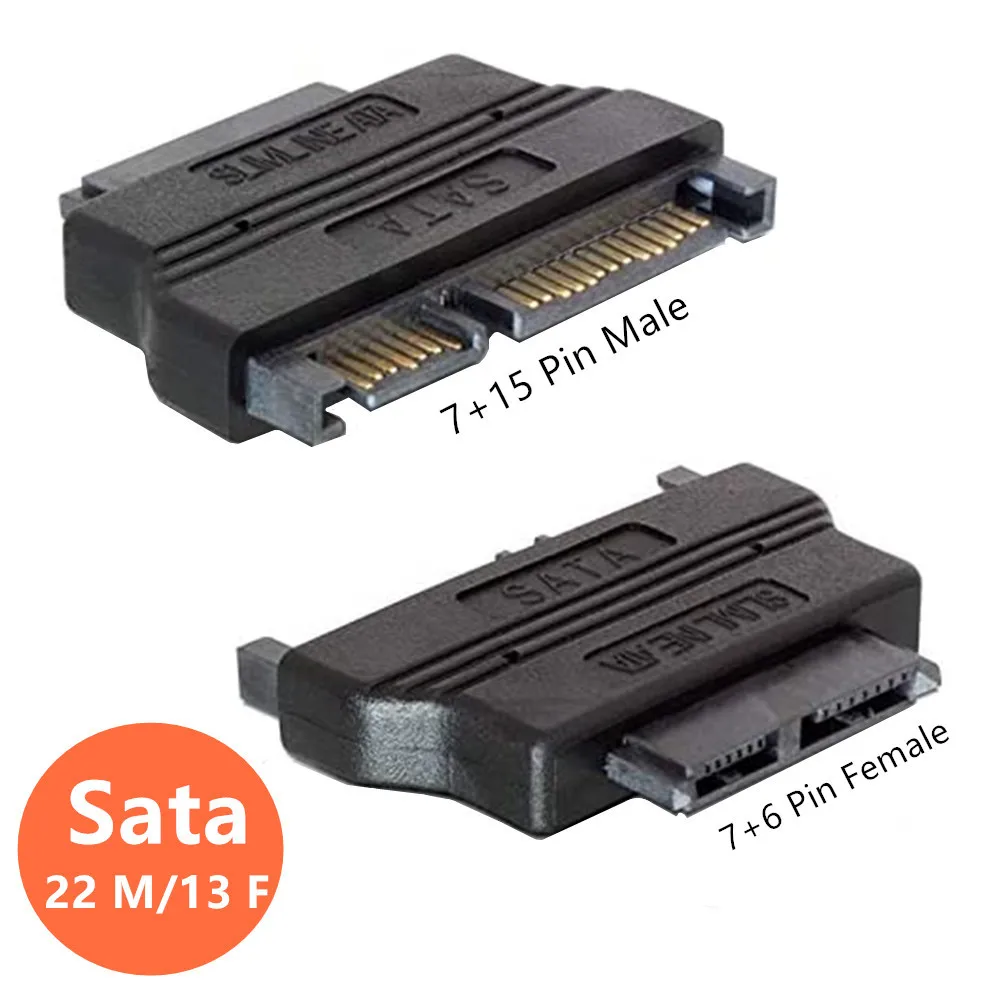 Slimline SATA 13Pin Female to SATA 22Pin Male Converter Serial ATA 7+15 to Slim 7+6 Pin Extend Adapter
