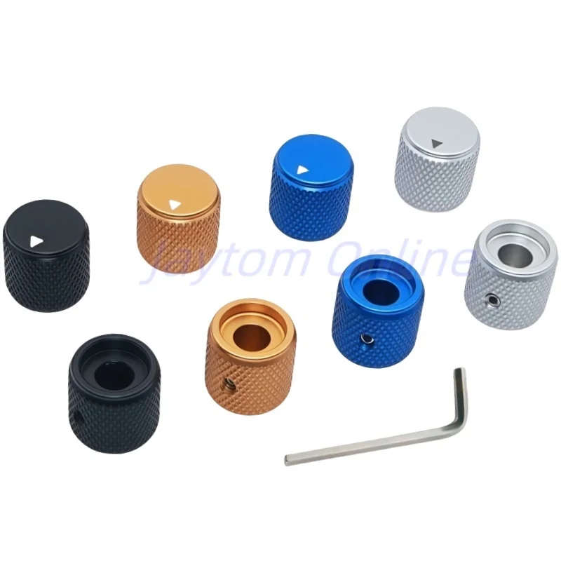 Tapa de interruptor giratorio de aleación de aluminio sólido, potenciómetro, amplificador de Audio, perilla de potencia, agujero redondo, tipo tornillo de 6mm, 15x15,5mm, 1 ud.