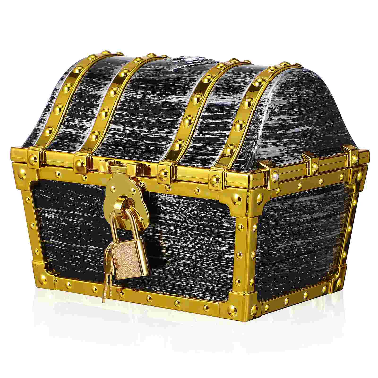 

Electroplated Gold Edge Treasure Chest Bag Lock Elegant for Kids Prizes Pirate Medium Adventure Prop Classroom Plastic Portable