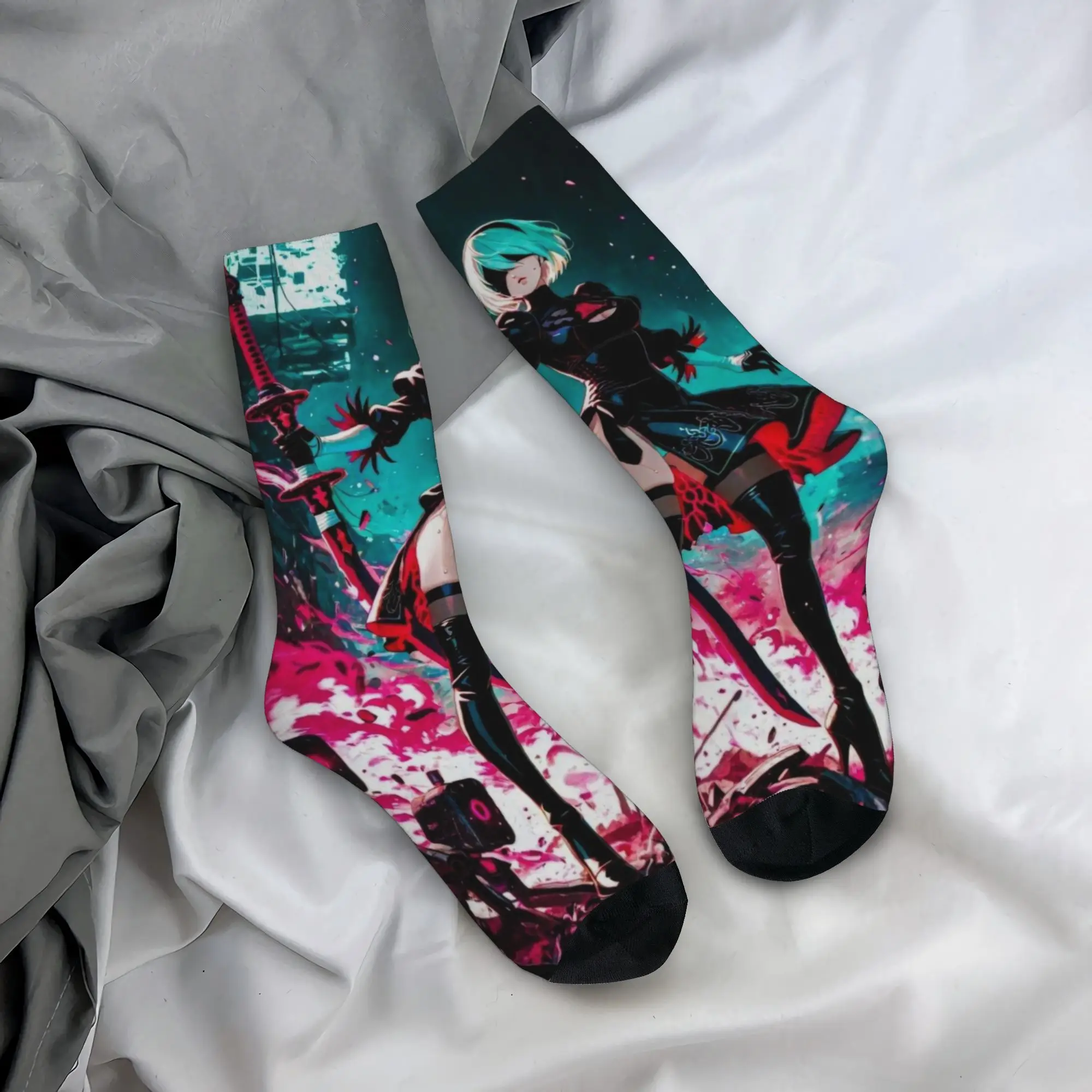 Nier Automatas  Socks  Anti Slip Stockings Men Soft Breathable Outdoor Sports Socks Autumn Gothic Design Socks