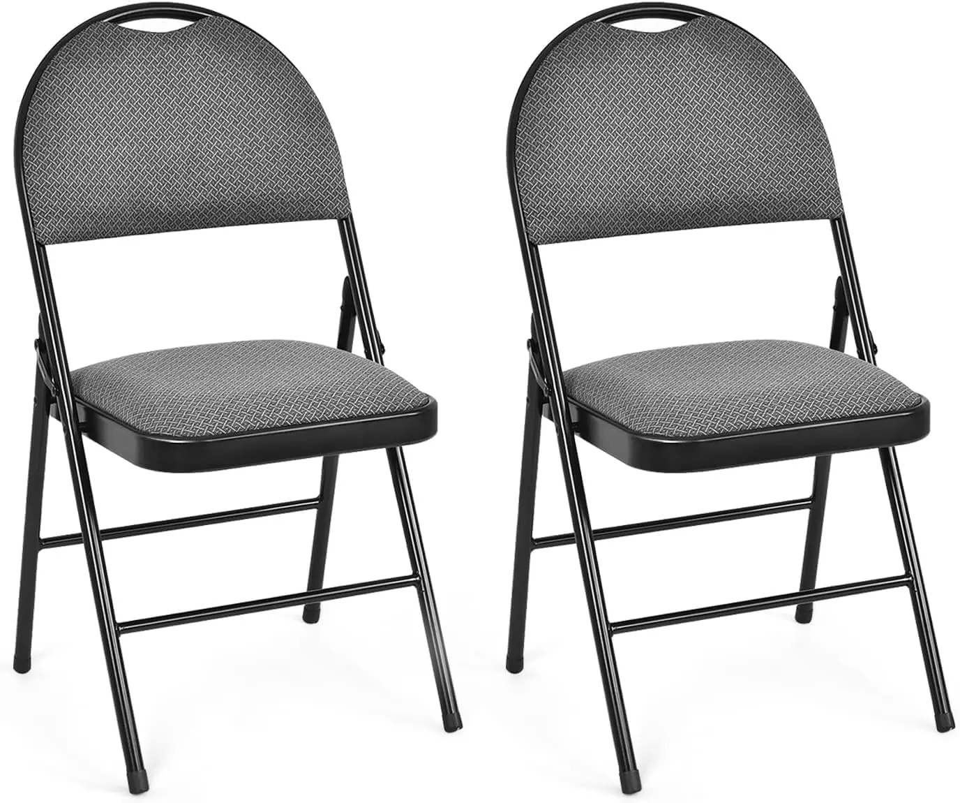 2 Pack Folding Chairs,with Cushioned Seat Back,with Metal Frame for Indoor Outdoor Home Office Event Wedding Party, Gray