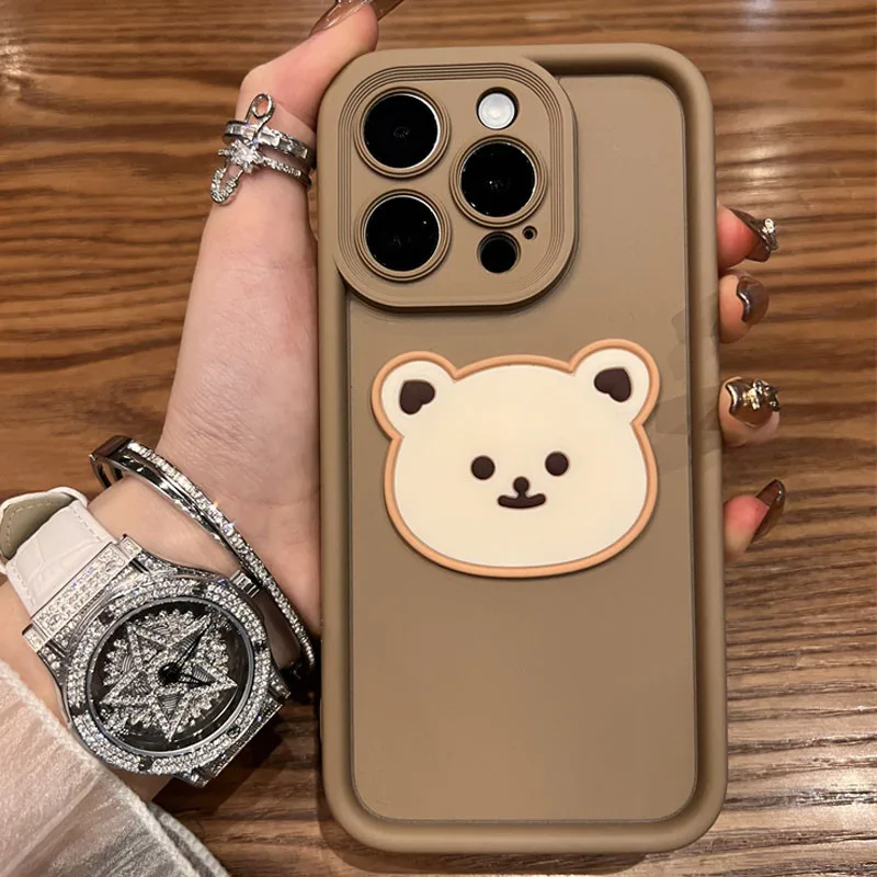 Cute Korean 3D Bear Candy Liquid Phone Case For iPhone 11 13 12 14 15 Pro Max XR XS X Max 7 8 Plus Cartoon Soft Silicone Cover