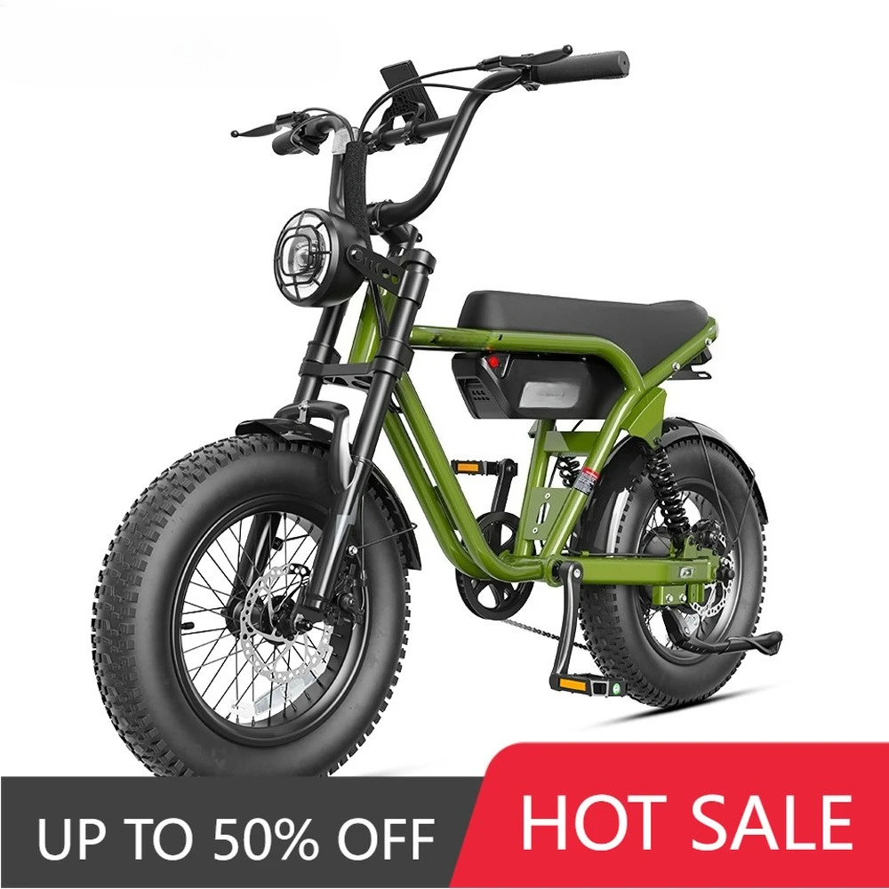 RRE US stock 75-mile long-distance electric bike 1500W peak power 48V 15.6Ah 16-inch wide tire full shock-absorbing electric mop