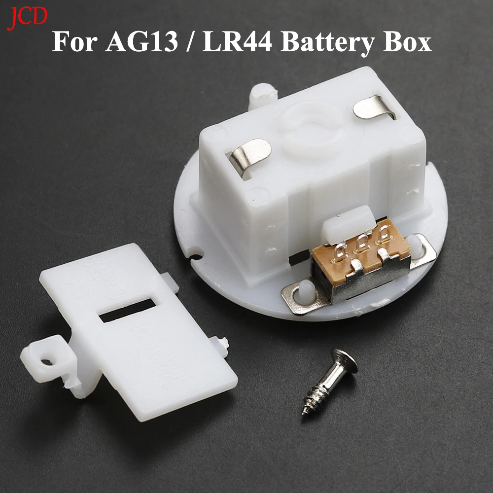 1Set Holder Box Case With Switch Cover White Round Battery Case For AG13 / LR44 Battery Base Socket Organizer Holder