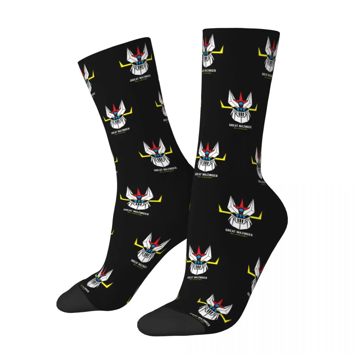 Crazy Design Great Mazinger Z Basketball Socks Goldorak Grendizer Actarus Polyester Long Socks for Women Men Sweat Absorbing