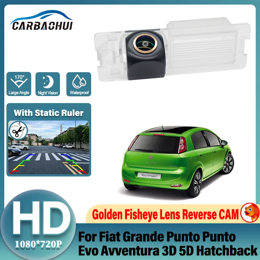 Golden Lens HD Night Vision Backup Rear View Camera For Fiat Grande Punto For Fiat Punto Evo For Fiat Avventura 3D 5D Hatchback