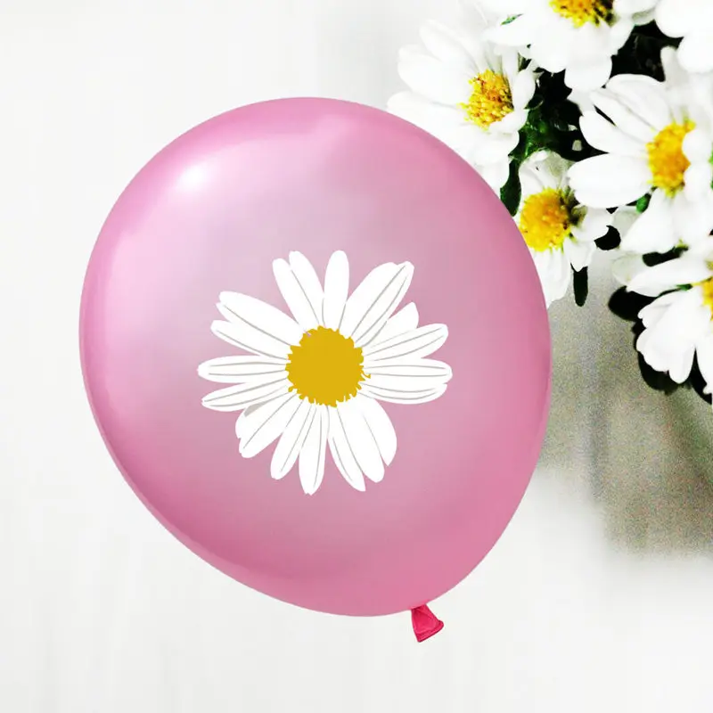 10pcs 12inch Fresh Daisy Latex Balloon Clear Confetti Latex Balloons Party Flower Balloon Wedding Birthday Party Decorations