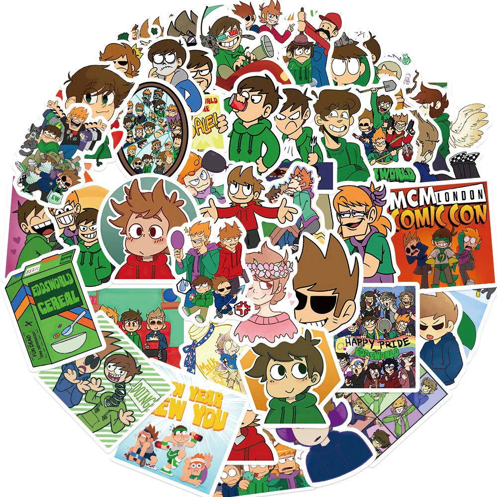 

52 шт., крутые анимационные наклейки с граффити Eddsworld, ПВХ наклейка, украшение для телефона, скейтборда, багажа, холодильника, наклейка, подарок для ребенка