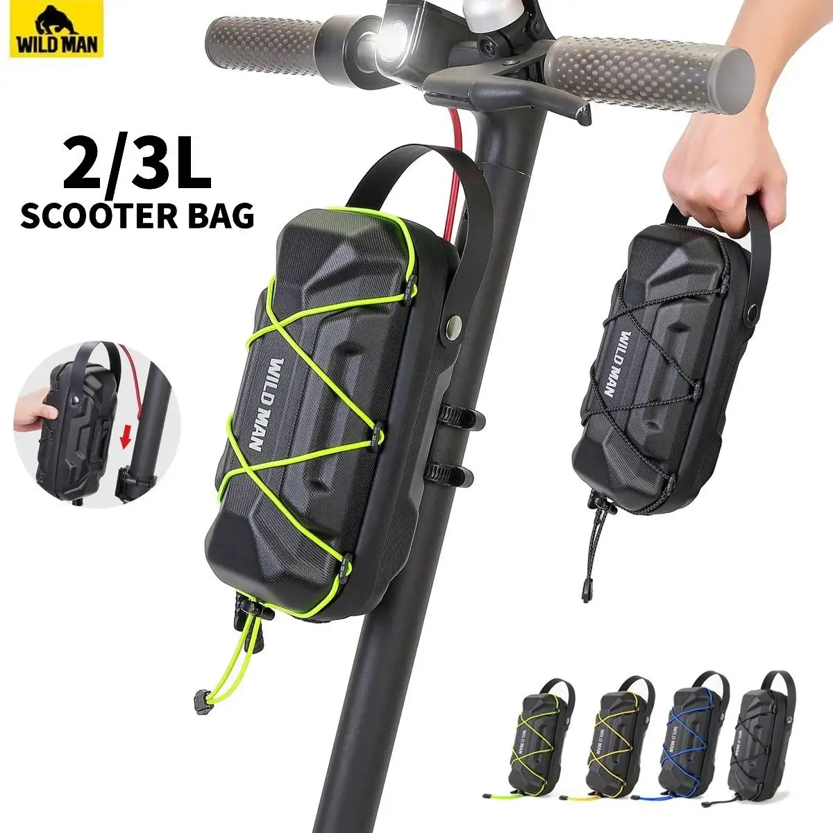 WILD MAN 2-3L Electric Scooter EVA Hard Shell Hanging Bag Headband Folding Bicycle Quick Release For Xiaomi Rainproof Scooter