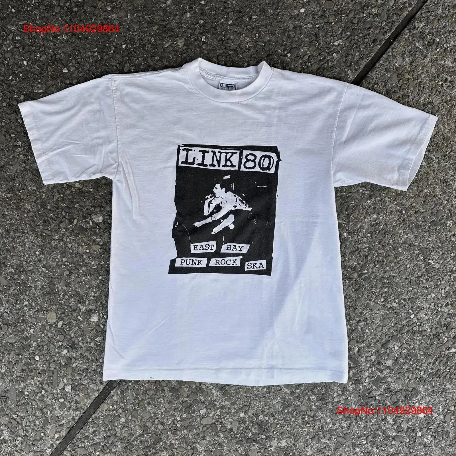 Link 80 EXTREMELY RARE Vintage 1990s East Bay Punk Rock Ska camiseta B1 vintage lavado transpirable moda streetwear