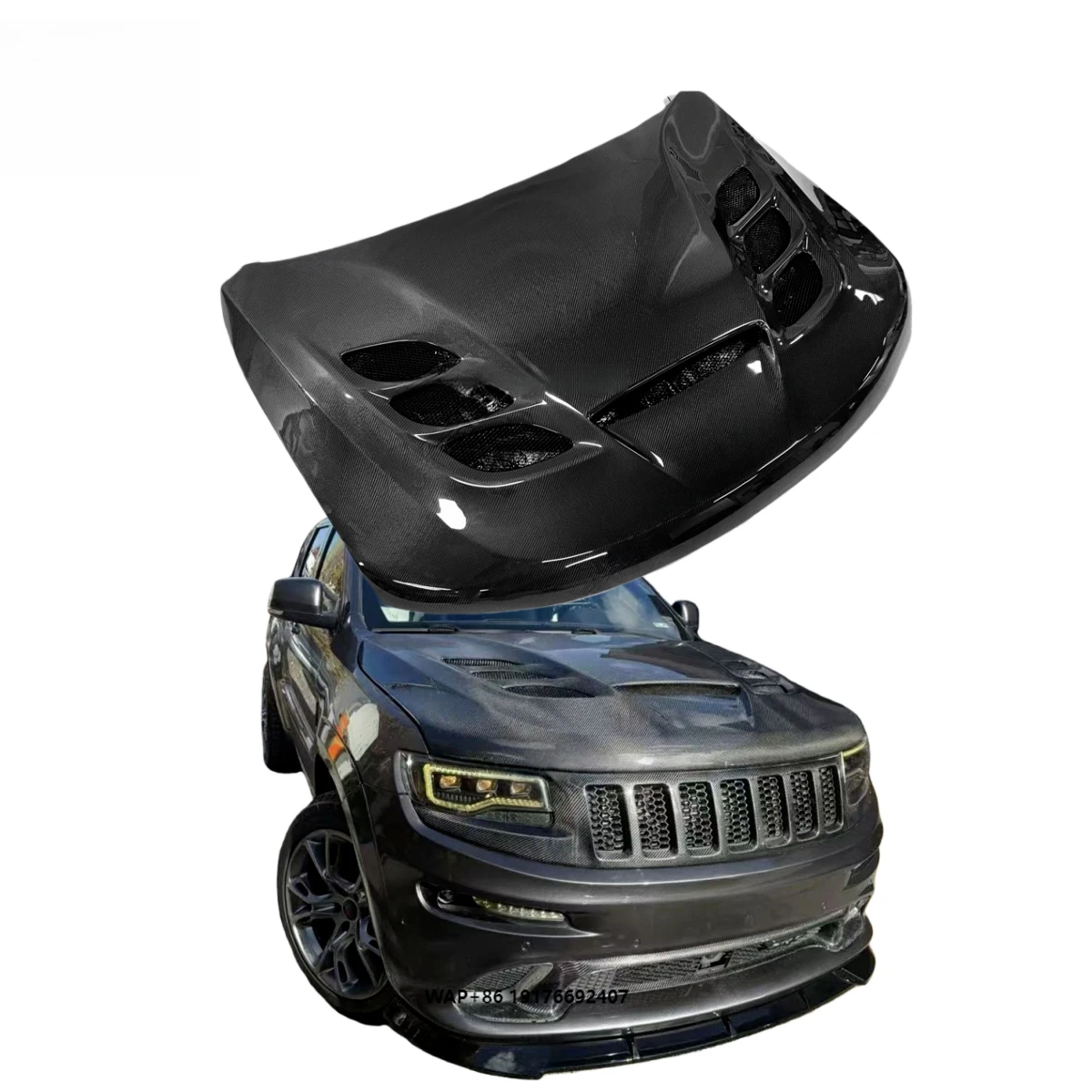 

High-quality New Carbon Fiber Hood forJeep Grand Cherokee, Featuring a Multi-ventilated Design