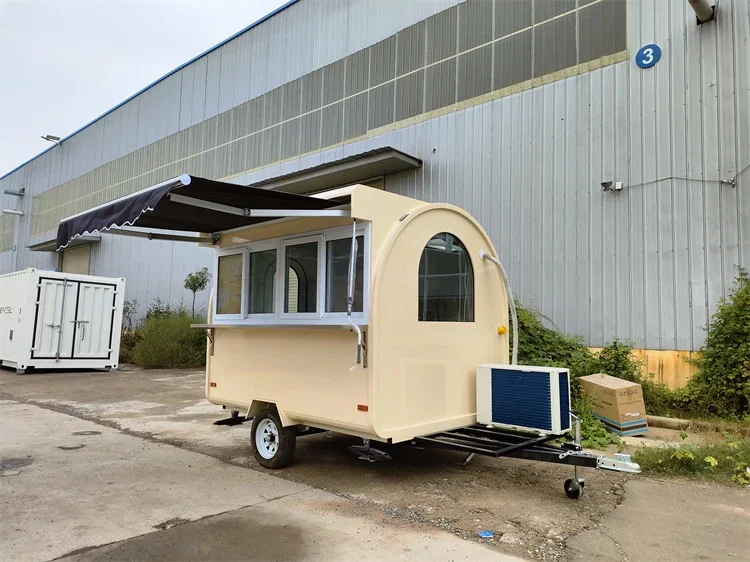 عربة طعام تجارية مخصصة لبيع الوجبات الخفيفة مع شواية ومقلاة للبيع