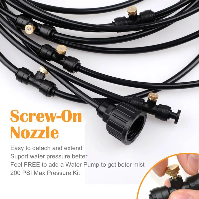 Cooling Misting Sprinkler Kit Mist Spray System Outdoor Patio Trampoline Backyard Garden Pool Summer Kids Cool Down Easy Setup