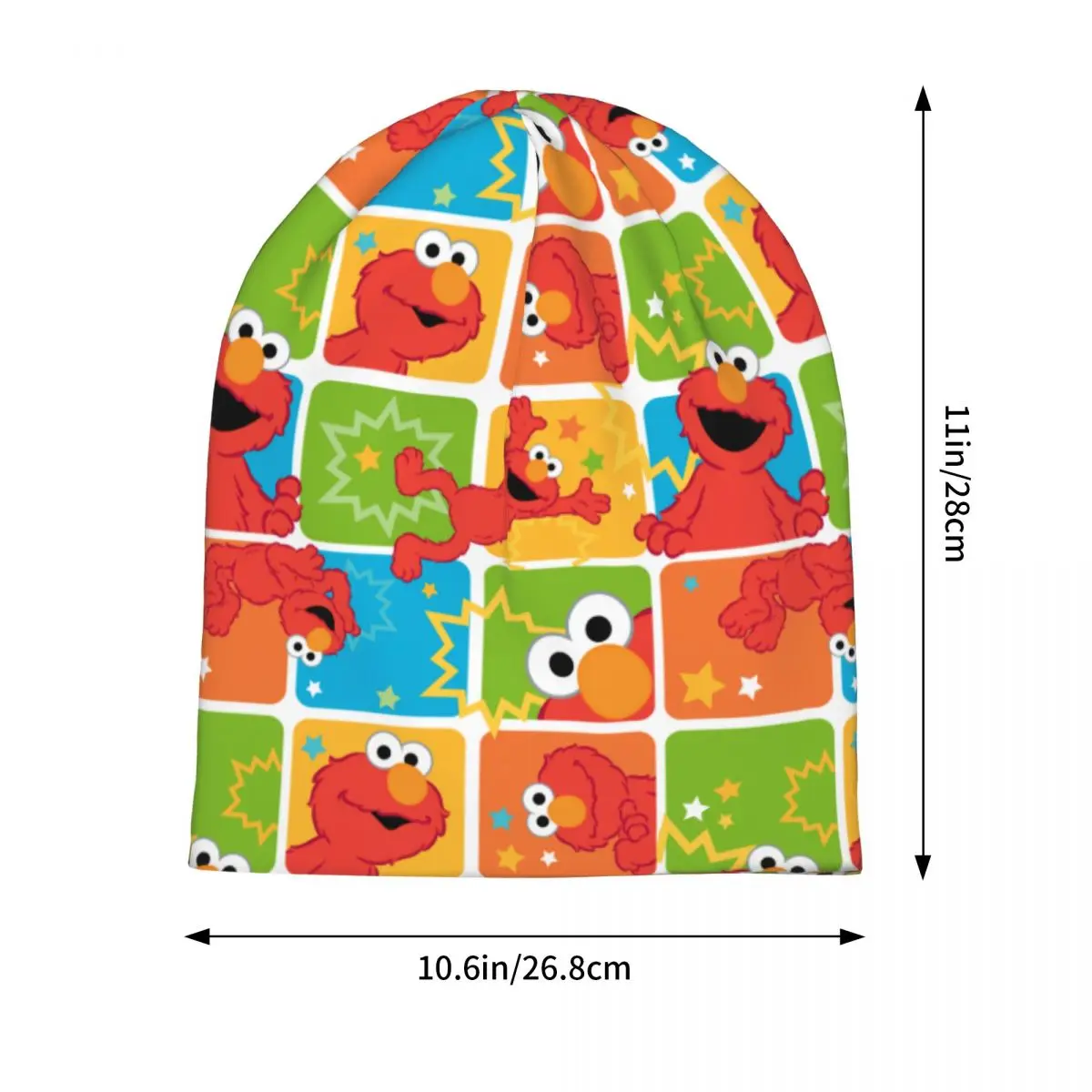 Colorato Elmo Grid Pattern Sesame Street Skullies Berretti Cappelli Casual Uomo Donna Street Cap Caldo termico Elastico Bonnet Cappelli