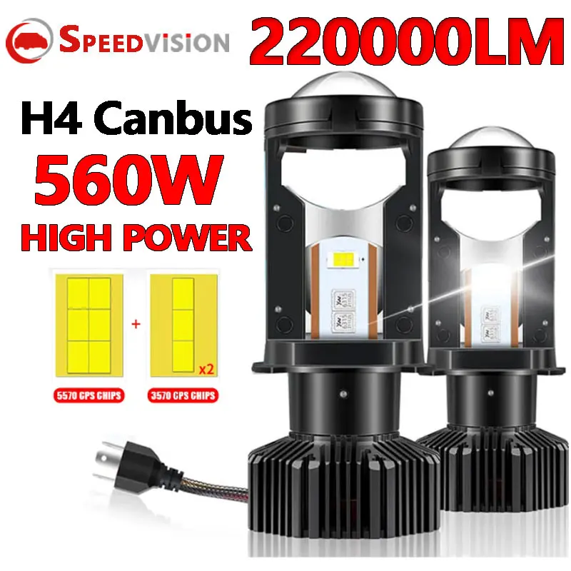 

H4 Mini Projector Len Bi LED H4 Canbus 560W Auto Car Light Kit Motorcycle Fog Lamp 12V 24V 32V LHD STG Bulb Hi Lo Beam Plug&play