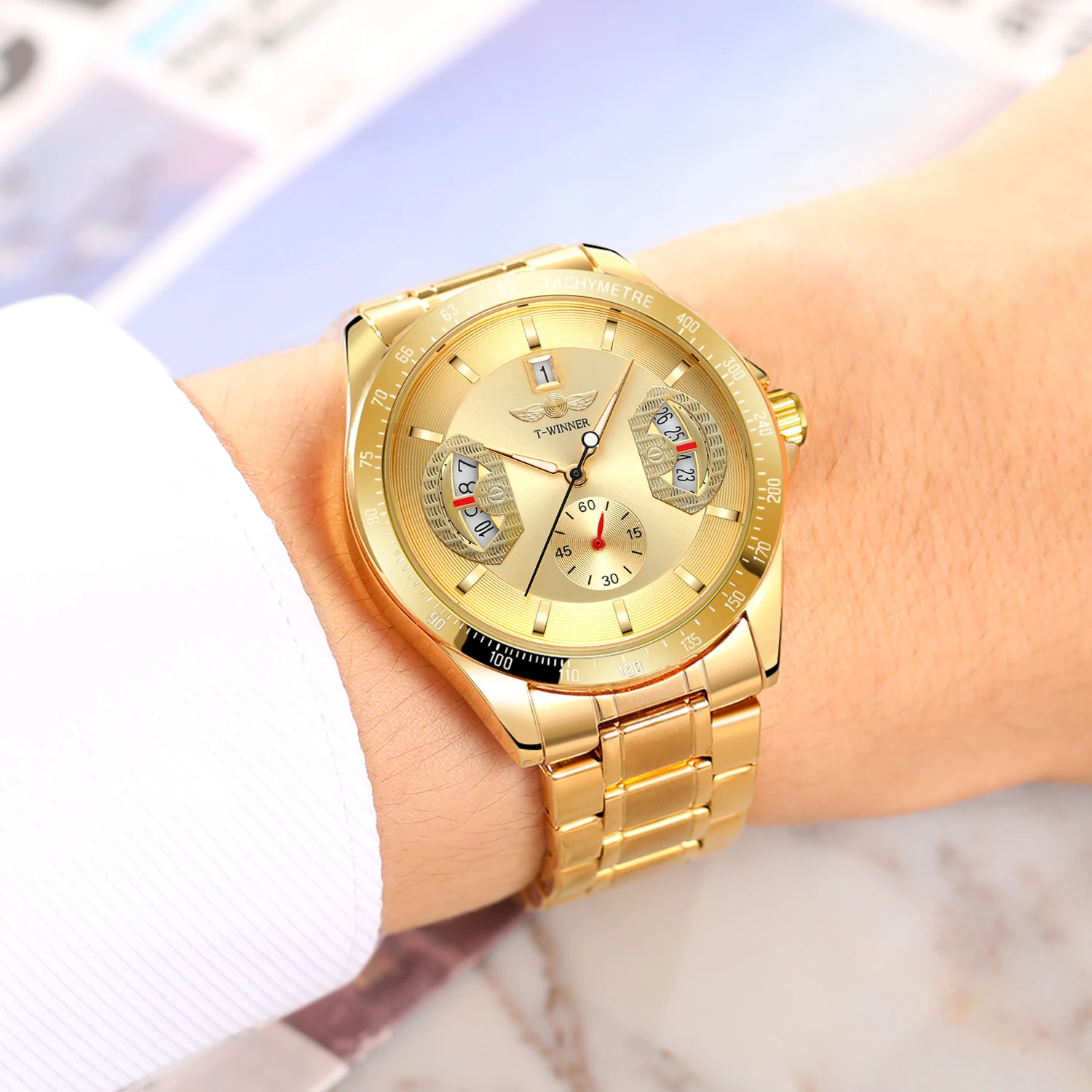 2025Marchi di lusso WINNER Orologi da uomo d'affari Calendario Movimento automatico Orologio da polso meccanico Pilota militare in acciaio inossidabile