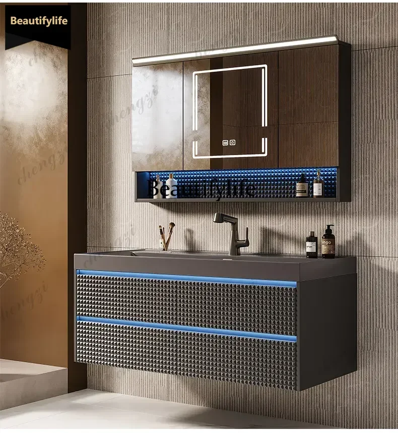 Double Vanity Bathroom Set Sink Included Luxury Furniture Full Integrated Marine Design Intelligent Solid Wood Cabinet For Wash