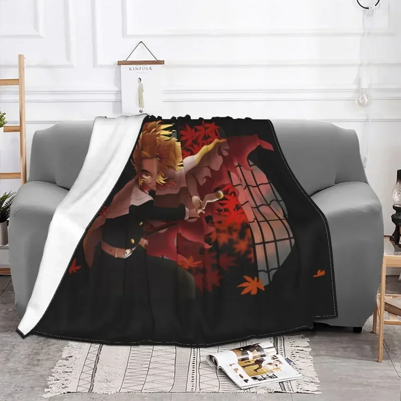 Rengoku Kyoujurou Demon Slayer Blankets Kimetsu No Yaiba Devil's Blade Anime Throw Blankets for Chair Covering Sofa Summer