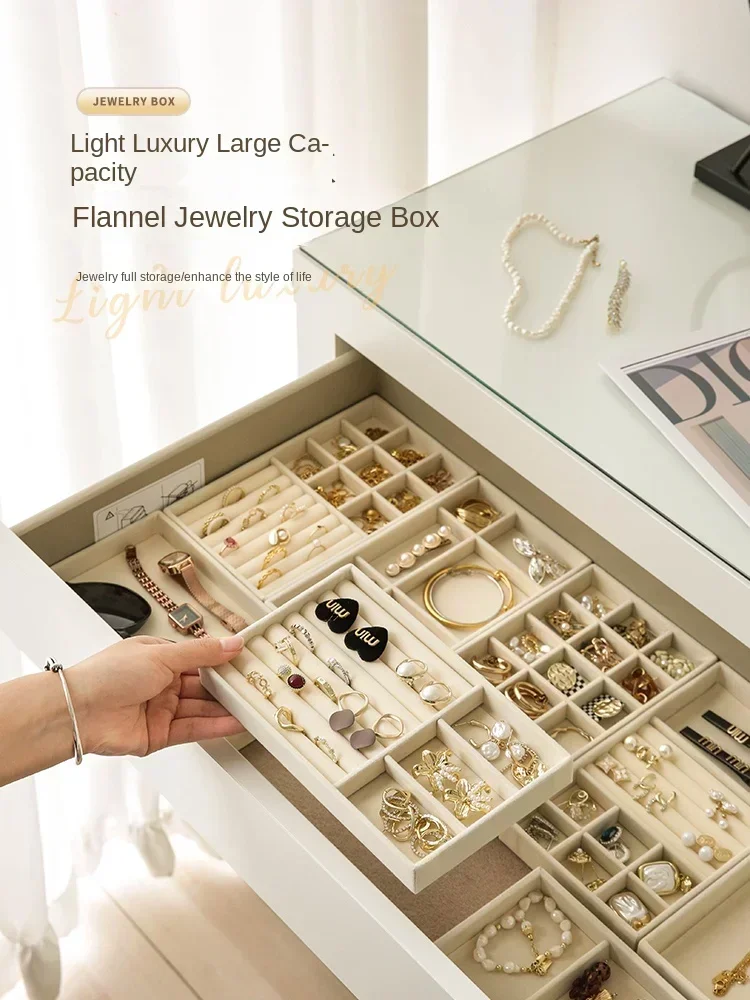 

Jewelry Storage Box Tray Drawer-style Built-in Jewelry Partition Dressing Table Earrings Earrings Ring Necklace Board