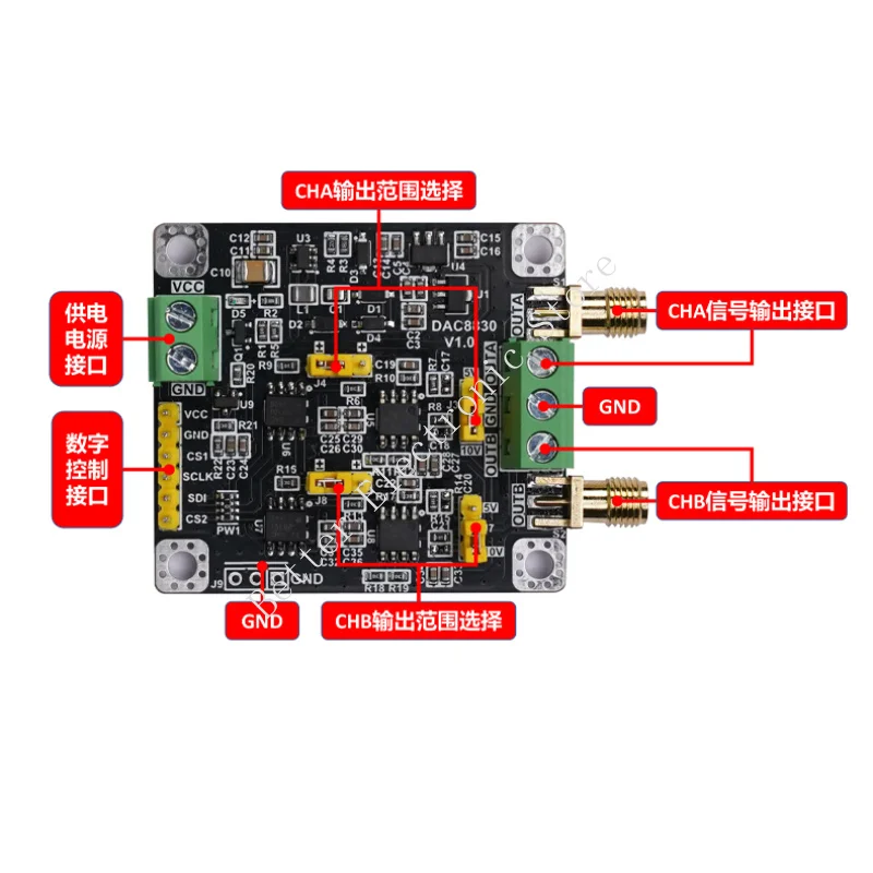وحدة Dac8830 ثنائية القناة 2 قناة 16 بت محول رقمي إلى تناظري Dac وحدة 0-5 فولت 0-10 فولت ± 10 فولت #4
