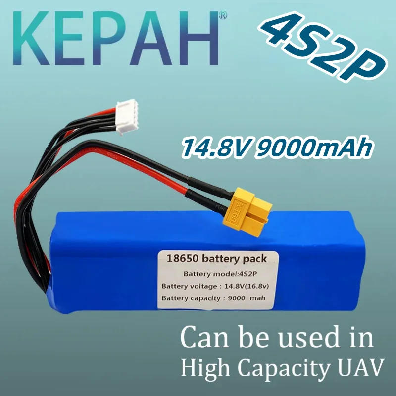 14.8V Li-ion Battery 4S2P 9000mAh High Capacity UAV Rechargeable lpega for Various RC Airplane Drone QuadrotorXH2.54-5P XT60