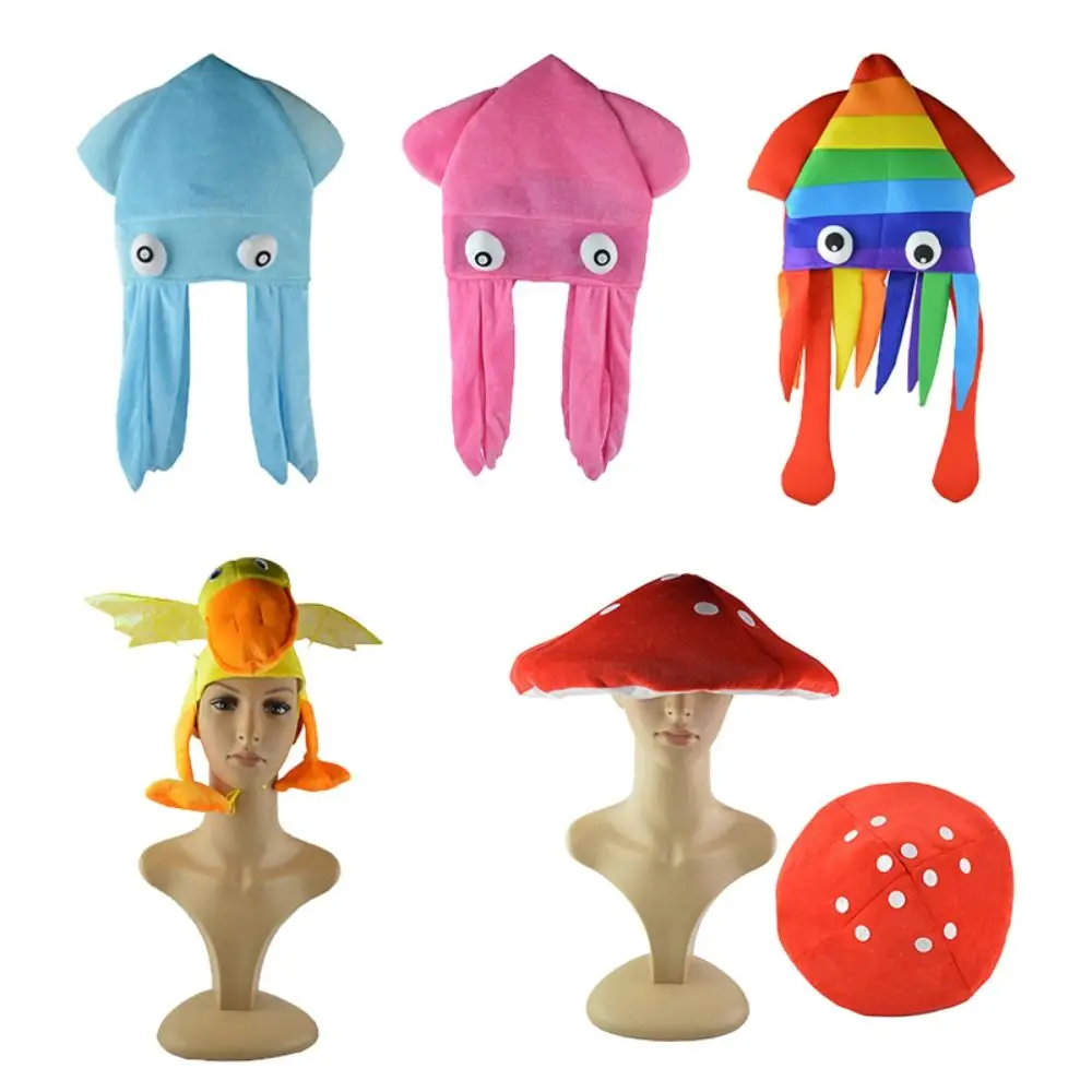 Multicolored Squid Sea Animal Halloween Costume Hat Novelty Headgear Funny Hat Octopus Hat Party Decoration