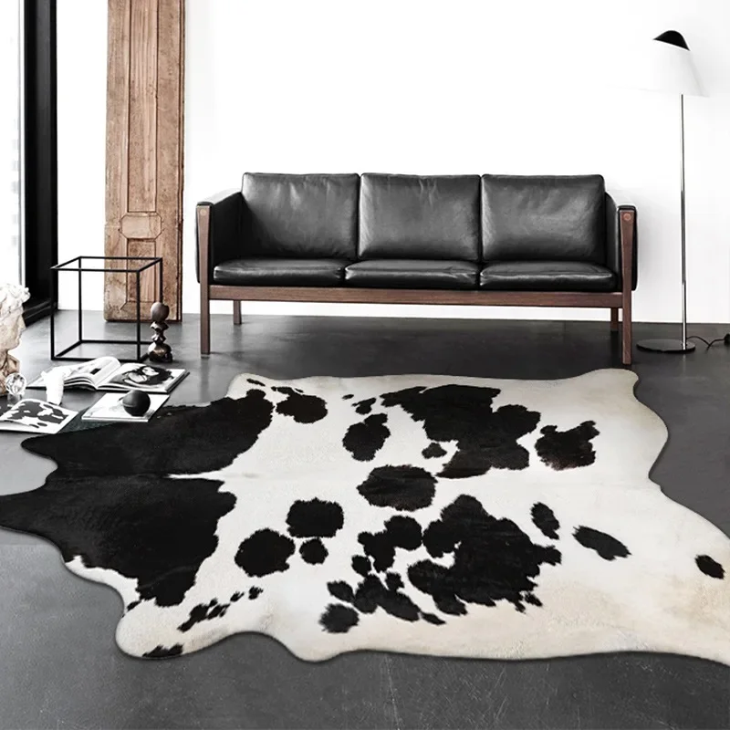 Irregular Imitating Cowhide Carpet Non-Slip Living Room Big Size Rug Soft Bedroom Coffee Table Animal Shapes Mat Home Decoration