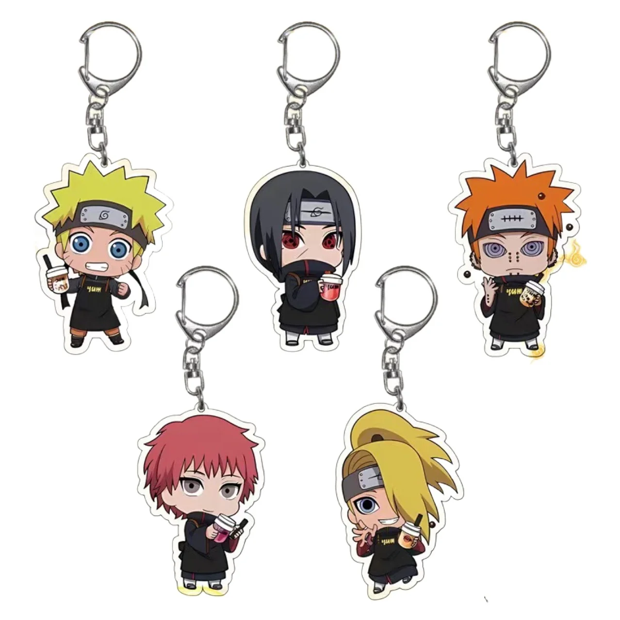 Naruto el llavero de juguete Deidara Uchiha Itachi dolor Sasori Uzumaki Animes figuras acrílico llavero colgante adorno