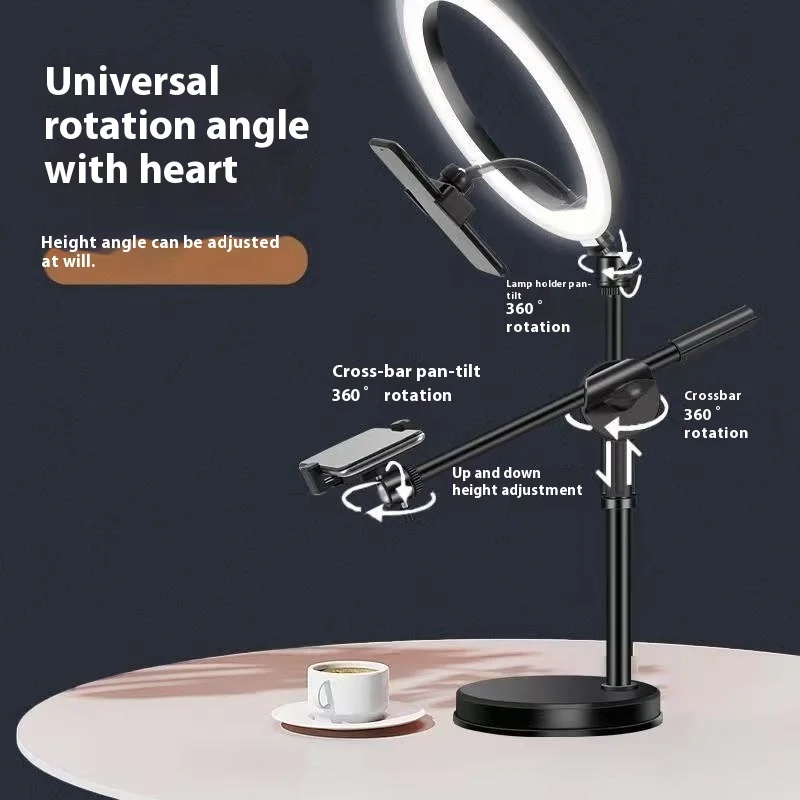 Floor Overhead Tripod for Phone with Ring Light Desktop Cellphone Bracket for Video Shooting Photography Shooting Floor Stand