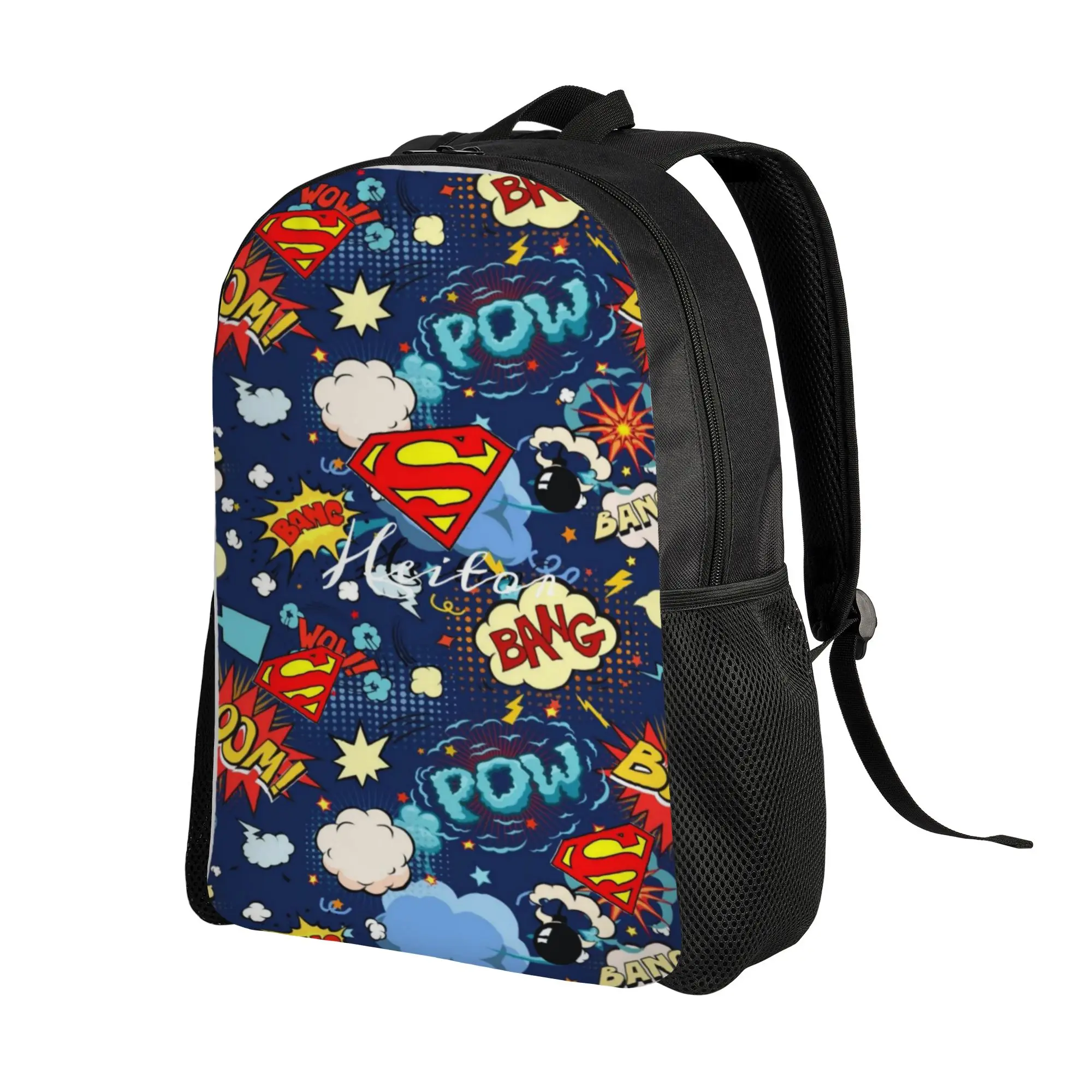 Back to school season Retro Washable Superman Pop Comic Burst Pattern Daypack  For Women Backpack