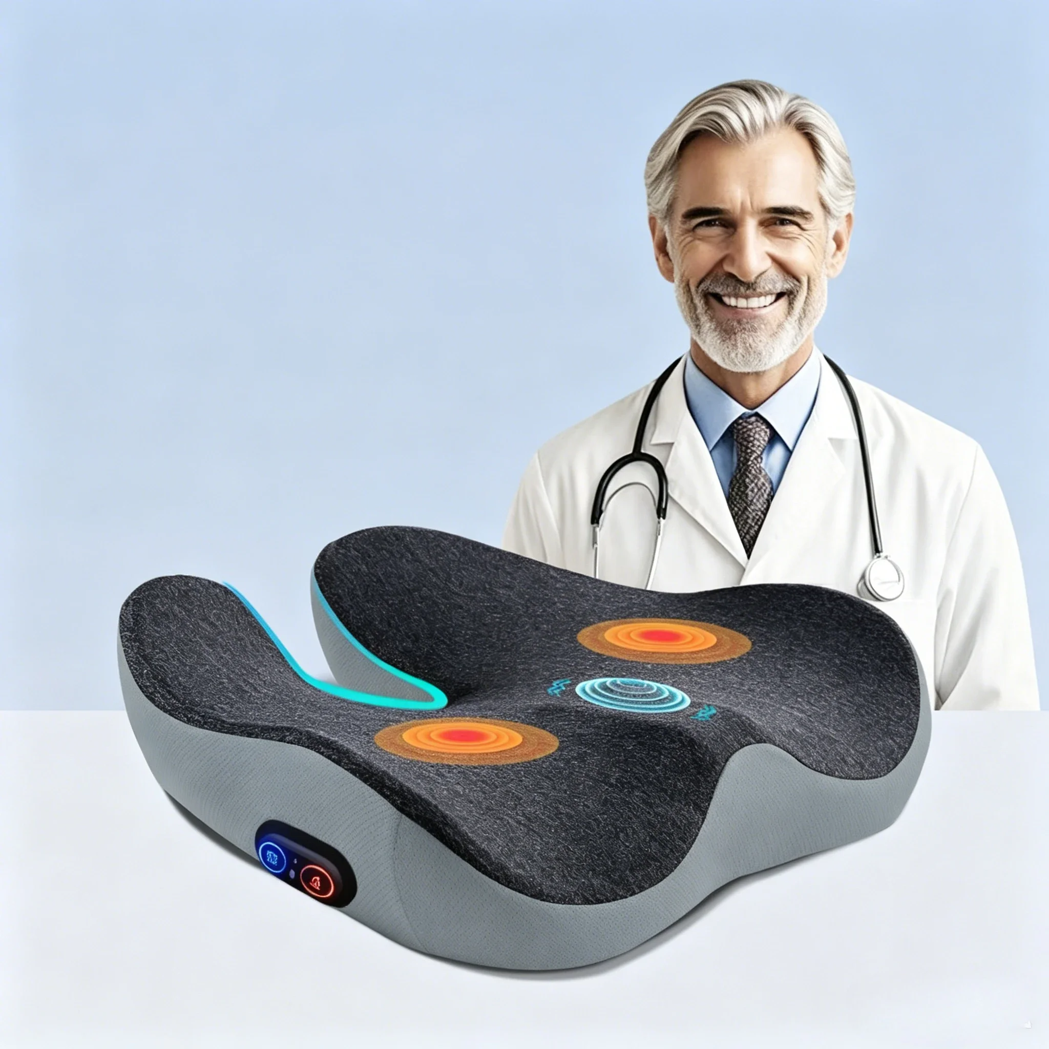 Heated Memory Foam Seat Cushion Ergonomic Office Chair Pad for Long Sitting Comfort Lightweight Home Desk Chair 온열 메모리폼 방석