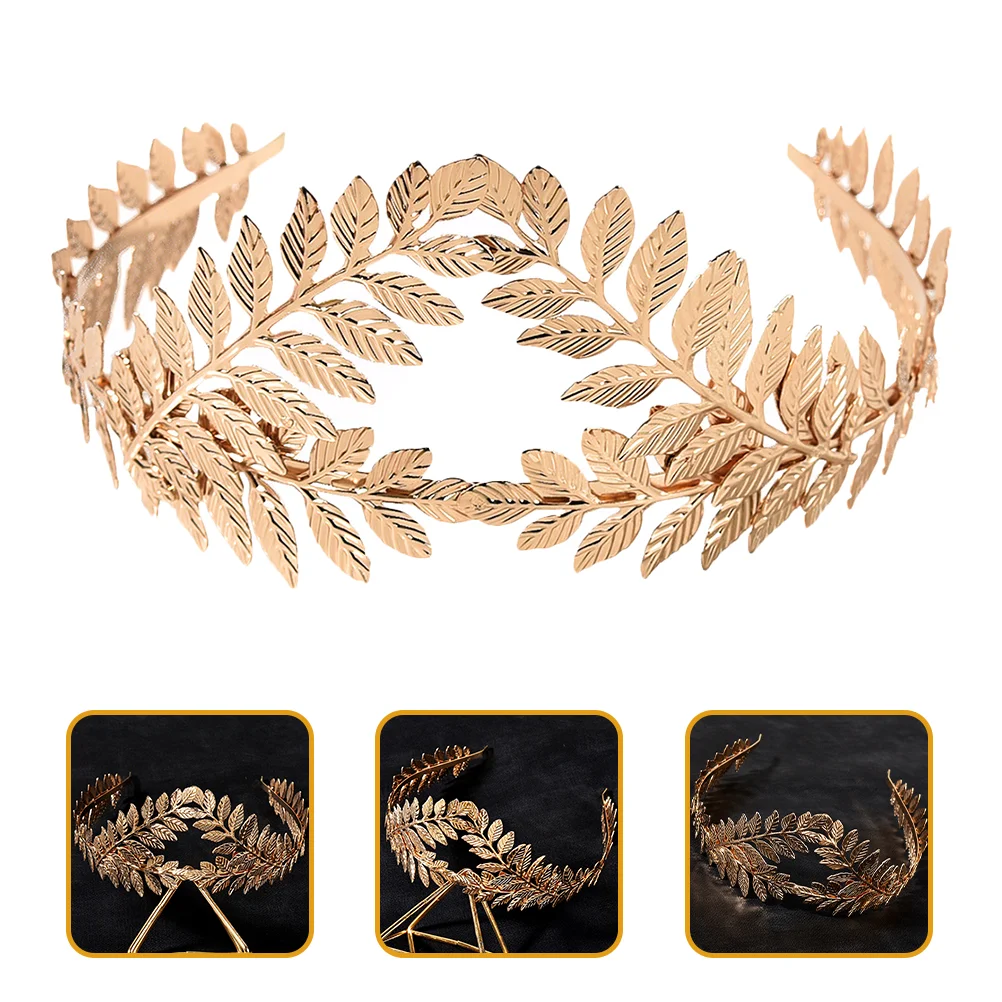 Leaf Headband Gold Roman Wreath Bridal Wedding Hair Accessories Decorations for Women Alloy Bridesmaid