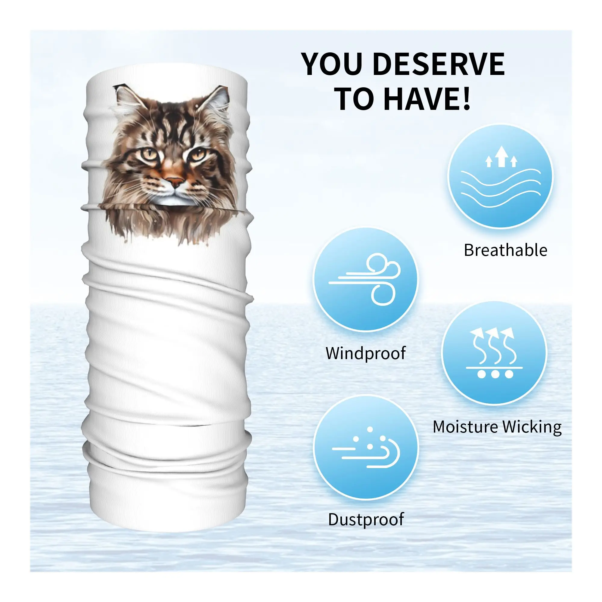 Бандана с котом Мейн-кун, волшебный шарф с принтом, универсальный велосипедный шарф, походная рыбалка для мужчин, женщин, взрослых, моющийся