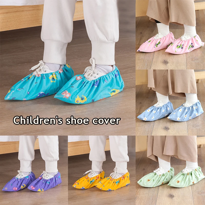 Non-waterproof Shoe Covers for Kids Children Sets of Shoes Feet Covers Dust Proof Shoe Covers Home Indoor Reusable Student