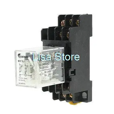 DC 6V Coil 3PDT 11 Pins Electromagnetic Power Relay 5A 250VAC/28VDC w Base