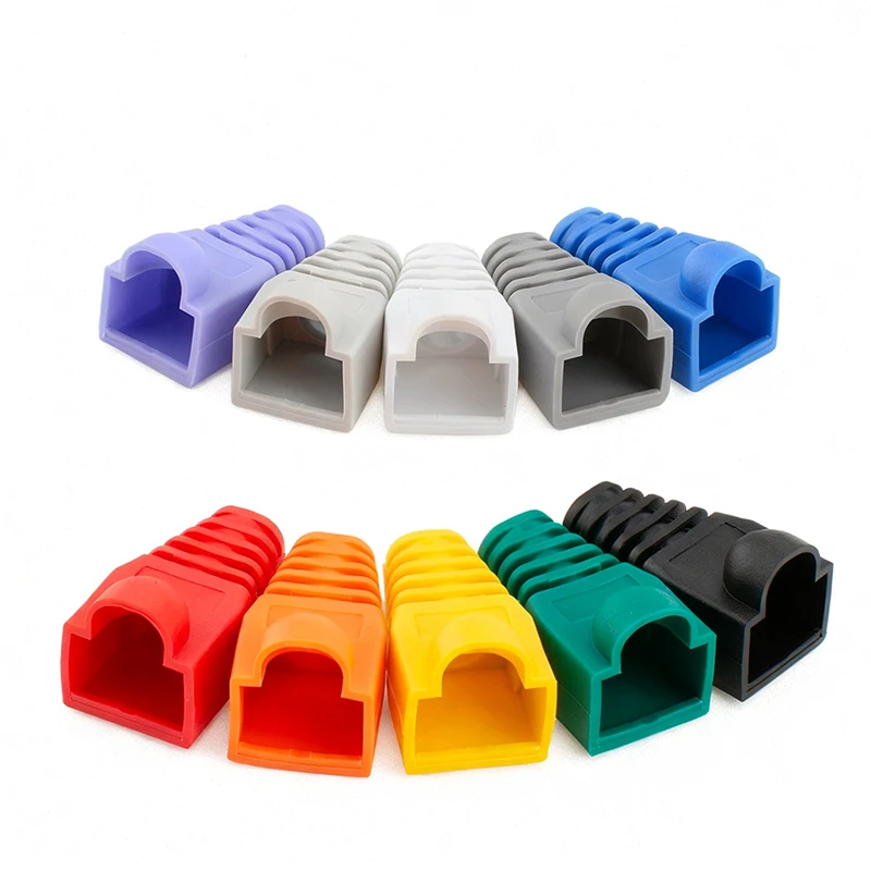 20 peças od6.5 cabo conector plug capa cat5e cat6 rj45 cabo de rede ethernet 10 cores botas de alívio de tensão rj45 tampas de conector