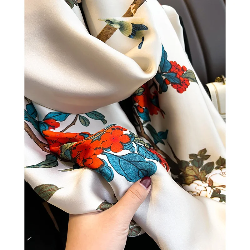 180*90cm Luxury Brand Women Summer Silk Scarves Shawl Lady Wrap Soft Female Europe Designer Beach Bandanna foulard muffler pareo