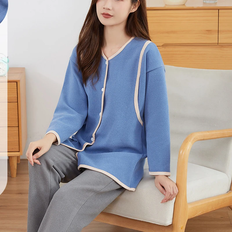 Breastfeeding Maternity Pajamas Cotton Maternity Nursing Clothes For Thickened And Fleece Maternity Confinement Clothing Suit