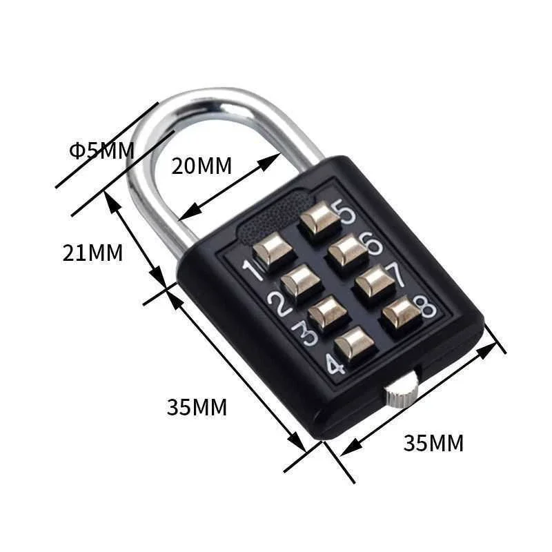 8 Digits Smart Lock Code Password Code Combination Padlock Zinc Alloy Suitcase For Luggage Travel Code Anti-thieft Lock Keyed