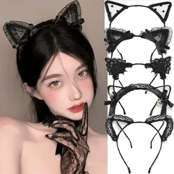 Women Sexy Black Cat Ears Head Bezel Fashion Lace Lady Hairband Cosplay Headwear Headband Girl Birthday Party Hair Accessories