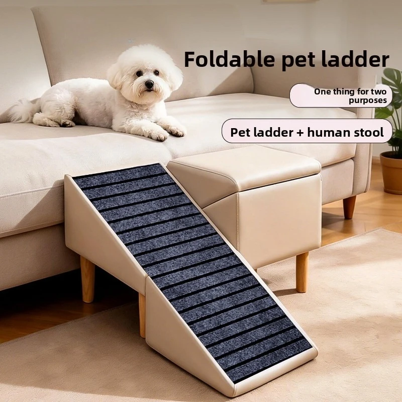 Dog Ramp for Human Chair Foldable Bed Steps for Small Breed Dogs Non-Slip Pet Stairs for Elderly Cats Space Saving Sofa Stools