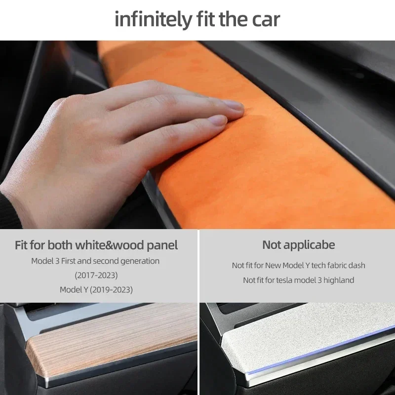 Make of Alcantara For Tesla Model 3 Model Y 2023-2019 Car Dashboard Sticker Decorative Wrap Cap Protector Pad Innner Accessorie