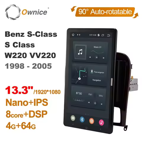 Tesla Style 13.3" PX6 Android 10.0 Car Multimedia Player Auto Rotation GPS Navigation For Benz S-Class W220 1998-2005 Car Radio