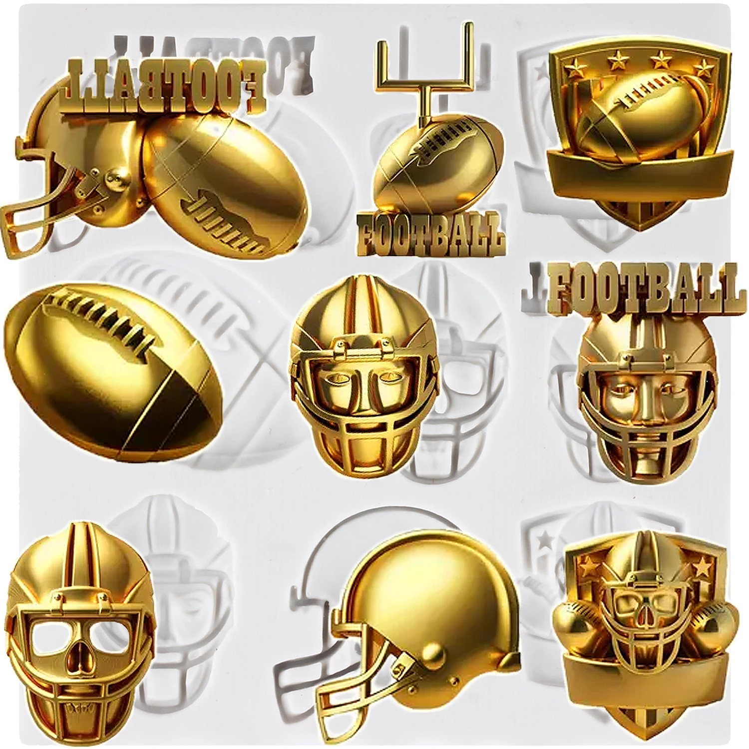 Rugby Football Silicone Molds Rugby Helmets Fondant Cake Decorating Tools Cupcake Topper Candy Craft Gum Paste Polymer Clay